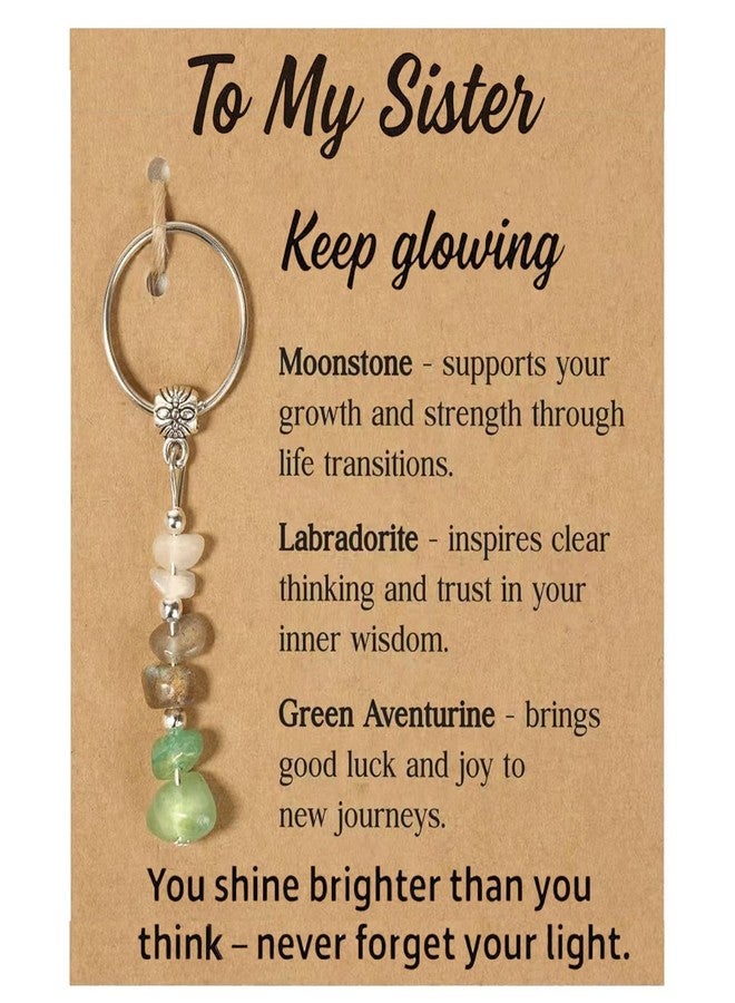 OVIFICEA Sister Gifts From Sister for Birthday,Natural Crystal Keychain Christmas Gift for Women Best Friend,Gift From Sisters Adult - Image 1